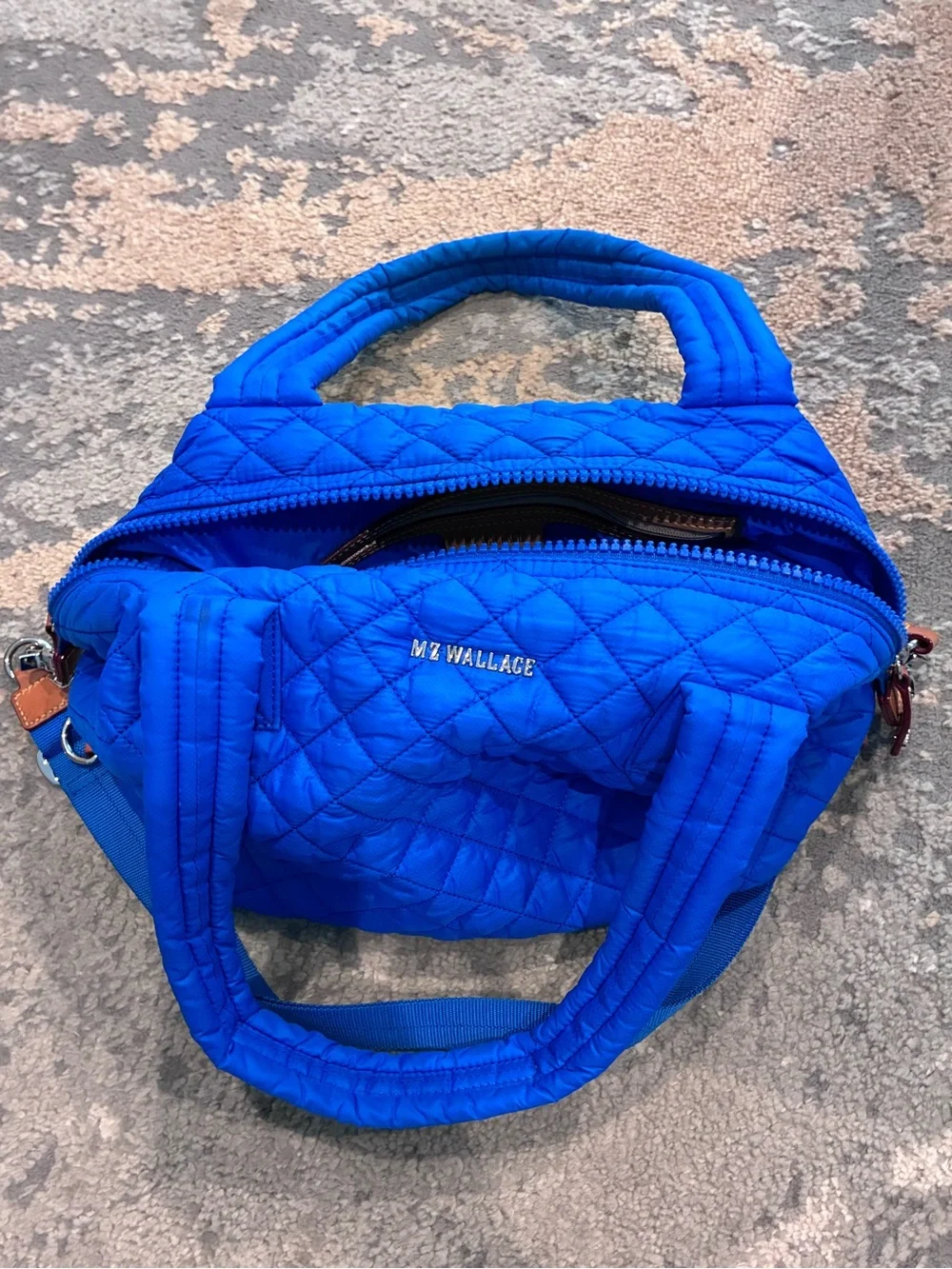 Like NEW MZ Wallace Medium Sutton Quilted Nylon Satchel-Surf Blue